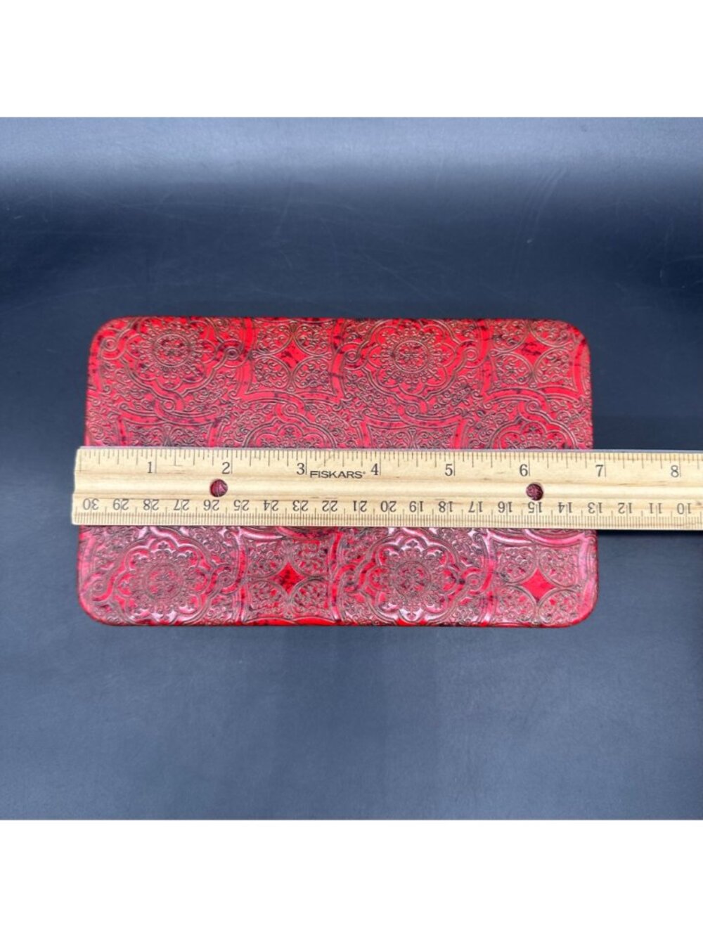 Vintage Jewelry Organizer Holder Clamshell Box 1970s Travel Red Gold Hard Case - Picture 12 of 14